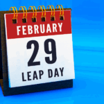 February 29 calendar page labeled "LEAP DAY," displayed on a blue background.