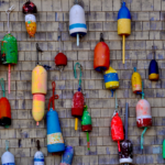colorful buoys on a wall